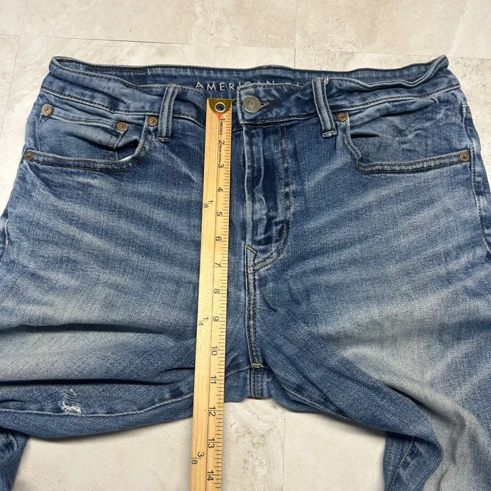American Eagle Original Bootcut Jeans Blue Mens 34x34 Distressed Medium Wash